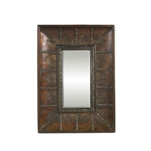  Wall Mirror in Auburn Finish with Metal Leaf Overlay: Home 