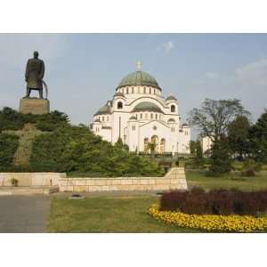 Monument in Front of St. Sava Orthodox Church Dating from 1935, Serbia 