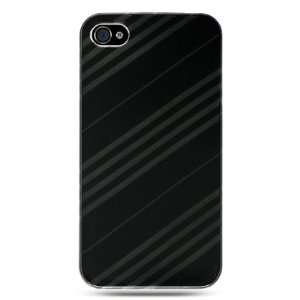  Iphone 4 Hd Crystal Case Black Gray Stripe: Electronics