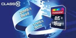  Transcend 16 GB SDHC Class 10 Flash Memory Card 