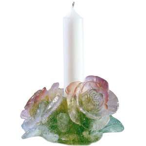  Daum Roses Glass Candleholder