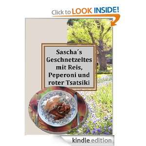 Sascha´s Geschnetzeltes mit Reis, Peperoni und roter Tsatsiki (German 