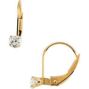   Youth Lever Back Earring W/Cubic Zirconia 03.00 mm: CleverEve: Jewelry