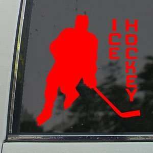  Ice Hockey Red Decal Truck Bumper Window Vinyl Red Sticker 