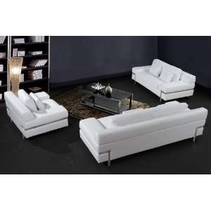  0725   Modern White Leather Sofa Set