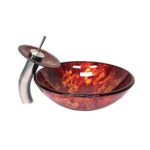   glass Vessel Sink and Waterfall Faucet(0917 VT4016): Home Improvement