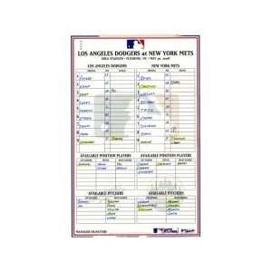  Dodgers at Mets 5 30 2008 Game Used Lineup Card (MLB Auth 
