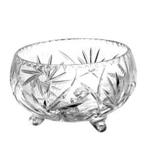  Handcut Pinwheel Crystal Bowl on Legs 9 Inches Kitchen 