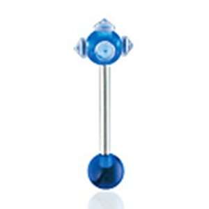   Blue Tongue Ring Piercing Barbell with Clear Spikes: Everything Else