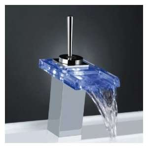  Color Changing LED Bathroom Sink Faucet with Glass Spout 