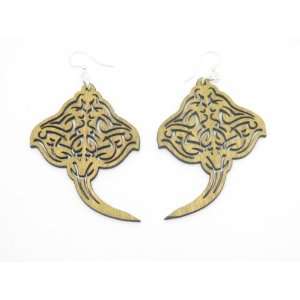  Lemon Yellow Sea Ray Wooden Earrings: GTJ: Jewelry