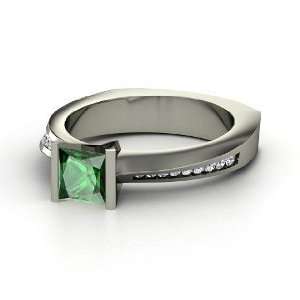  Postmodern Princess Ring, Princess Emerald Platinum Ring 