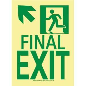Nyc Final Exit Sign,Up Left, 11X8, Rigid, 7550 Glo Brite, Mea Approved 