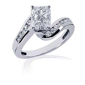  1.30 Ct Radiant Cut Diamond Swirl Wedding Ring 14k EGL 