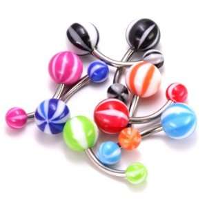   NEW WAVE BALL BELLY BUTTON RING 14g 5/8~16mm New Wave Black: Jewelry