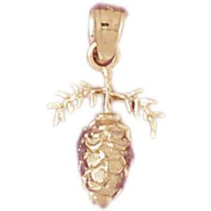  14kt Yellow Gold 3 D Pine Cone Pendant: Jewelry