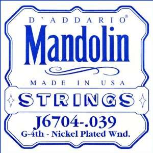   Addario J6704 Nickel Mandolin Single String, .039: Musical Instruments
