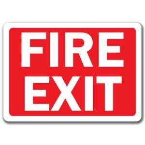 Fire Exit Sign (white text on red background)   10 x 14 OSHA Safety 
