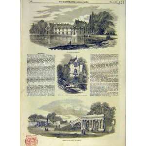    Chateau Chantilly Castle Forest Gardens Print 1853