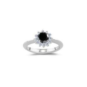   Cts Black & White Diamond Cluster Ring in 18K White Gold 8.0: Jewelry