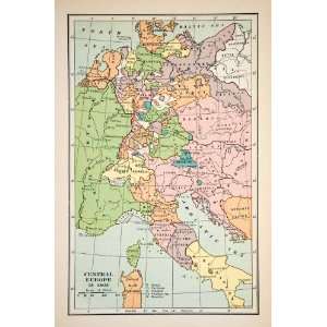 1914 Print Map Central Europe Kingdom Duchy Republic Electorate Nation 