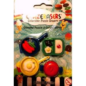 Collectible Puzzle Erasers   4 Pieces Cooking Set   Take Apart Erasers