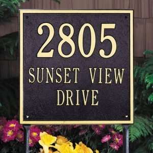   Three Line Standard Sized Square Address Plaques Patio, Lawn & Garden