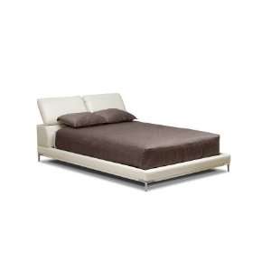   Romar Ivory Leather Modern Queen Platform Bed By Wholesale Interiors