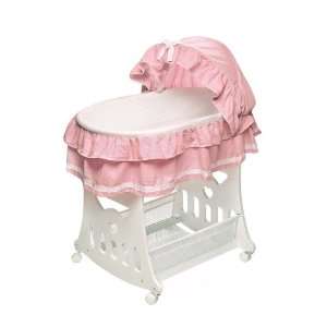   Portable Bassinet N Cradle With Toybox Base, Pink Waffle Ruffled: Baby