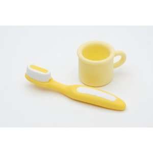  Yellow Toothbrush & Cup Japanese Dental Erasers. 2 Pack 