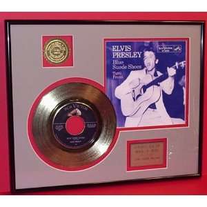 Elvis Presley Blue Suede Shoes Framed 24kt Gold Record Art   Great 