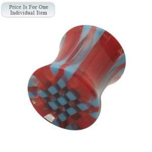    Acrylic Checker Design Flared Ear Plug   34780 RedBlue Jewelry