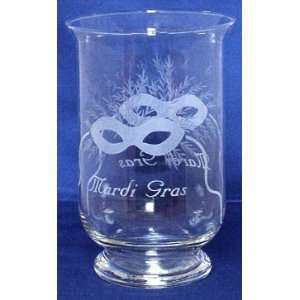  Individually Hand Etched Mardi Gras Glass Candle Shade 8H 