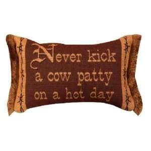  Manual Woodworkers & Weavers Never Kick a Cow Patty Pillow 