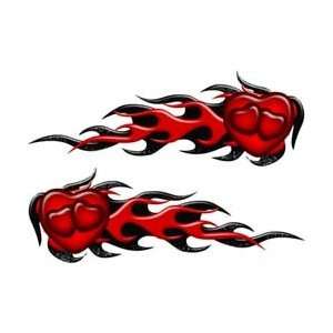  Tripple Heart Flame Graphics in Red   2.75 h x 8 w 