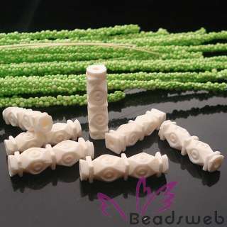 27X6mm Hand Carved Bone Column Loose Beads, 10PCS (845)  