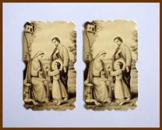Lot of 2 Vintage Die Cut Holy Cards † THE HOLY FAMILY † Jesus Mary 