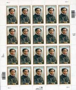 Houdini 20 x 37 Cent U.S. Postage Stamps 2001  