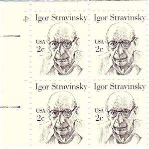 Scott #1845 2 Cent Igor Stravinsky Plate Block   MNH  