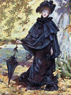   Print Victorian Lady Mourning Madeleine Lemaire Falling Leaves  
