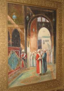 Ciro Mazini Cairo Mosque Orientalist Framed Painting  