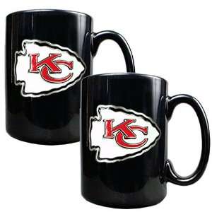 Kansas City Chiefs NFL 2pc Black Ceramic Mug Set   Primary Logo