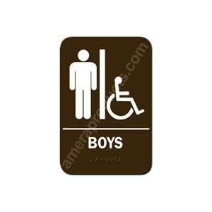  Restroom Sign Handicap Boys Brown 3812