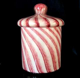 Vintage ITALIAN Art Glass Jar S. PUCCINI Cracker Peppermint Swirl 