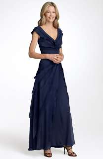 488 Tadashi Shoji Tiered Silk Gown Dress SZ 12  