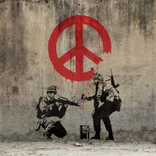 Banksy Street Art Peace Troop Graffiti Tee T shirt M  