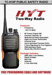HYT TC 610P VHF WITH PROGRAMING CABLE AND SOFTWARE  