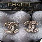 CHANEL Gold CC Crystal Stud Earrings NIB ♥ Match your