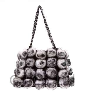 0282 Rabbit Fur Big Lovely Beauty Colorful strap /side bag handbag A 