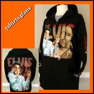 Elvis Presley Zip Zipped Hoodie Hoody Hooded Black Jacket NEW 